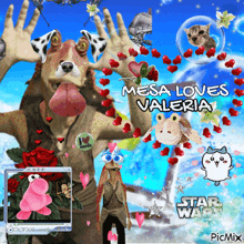 a collage of cartoon characters with the words mesa loves valeria in the middle
