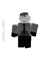 a black and white image of a roblox character with a badge that says alight motion
