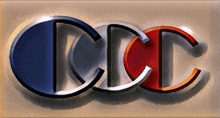 a blue white and red logo that says ccd
