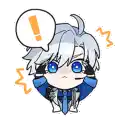 a cartoon of a boy with a speech bubble and an exclamation point above his head .