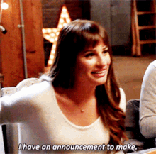 Glee Rachel Berry GIF - Glee Rachel Berry I Have An Announcement To Make GIFs