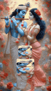 a painting of a man playing a flute and a woman dancing