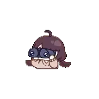 a cartoon character is wearing binoculars and looking through them .