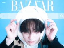 a boy wearing a white hooded hat is on the cover of harper 's bazaar magazine