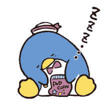 tuxedo sam penguin sleep pop corn cute