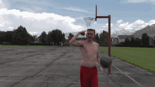 Timothy Mc Gaffin Ii Flexing Muscles Outside Basketball GIF