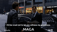 two men standing next to each other with maga written in the corner