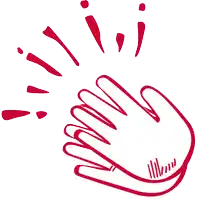 a drawing of a hand clapping with the letters ii and iii coming out of it