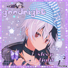 a picture of a anime character with the words goodnight sleep light on it