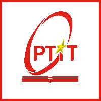 a red and white logo for pt t with a star in the middle