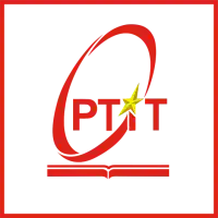 a red and white logo for pt t with a star in the middle