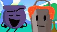 a cartoon drawing of a pot and a bucket