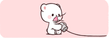 a cartoon of a bear talking on a can phone