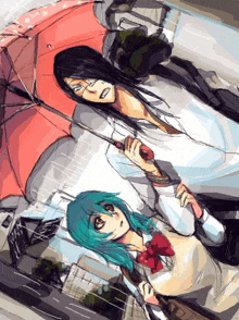 Nel Holds Nnoitra Arm While He Holds The Umbrella With Her GIF