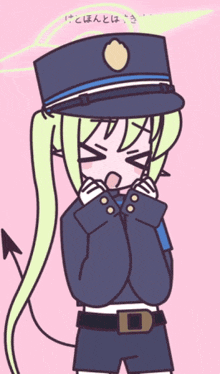 a drawing of a girl wearing a police uniform