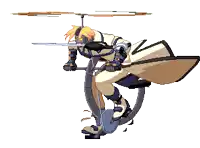 a pixel art of a person holding a sword and shield