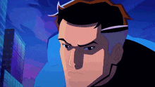 a close up of a cartoon character 's face