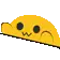 a pixel art drawing of a yellow worm with a sad face on a white background .