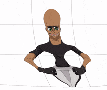 a cartoon drawing of a man with a long neck