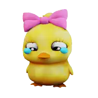 a cartoon chick with a pink bow on its head is crying