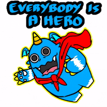 blue monster hero cheer happy