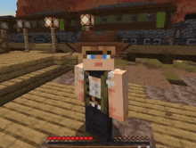 a minecraft character with a cowboy hat and blue eyes