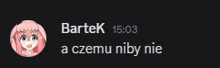 a screenshot of a chat between bartek and a czemu niby nie
