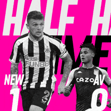 a soccer player wearing a black and white striped shirt with funbb on the front