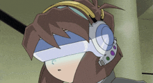 a cartoon character is wearing headphones and glasses