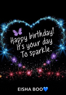 a happy birthday card with a heart made of stars