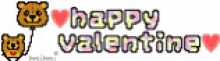 a happy valentine greeting with a bear holding a heart shaped balloon