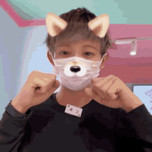 a man wearing a mask with a dog face and ears