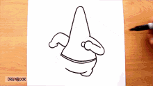 a person is drawing patrick from spongebob squarepants with a marker on a piece of paper