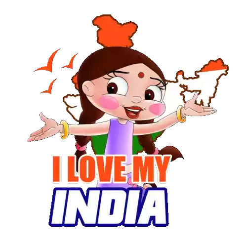 I Love My India Chutki Sticker - I Love My India Chutki Chhota Bheem Stickers