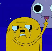 a cartoon character is giving the middle finger to another character