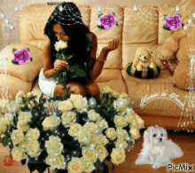 Yellow Roses GIF - Yellow Roses Woman GIFs
