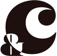 a black and white logo with the letter c and a crescent moon