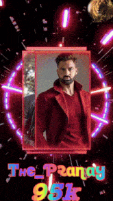 a picture of a man in a red jacket with the words " the prandy 05k "