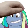 a close up of a cartoon character with a hat on .