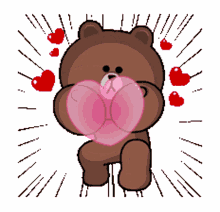 cony and brown heart love give you my heart cute