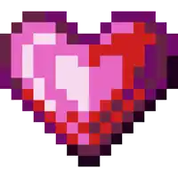 a pixel art of a pink and purple heart on a white background