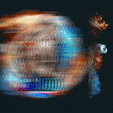 a painting of a person 's face with the letter c on the bottom