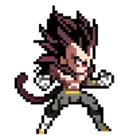 a pixel art of a person with long hair and a tail