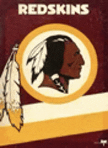 a poster for the redskins with a native american in a circle