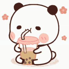 Aesthetic Panda Drinking Boba Tea Boba Tea Panda GIF - Aesthetic Panda Drinking Boba Tea Panda Aesthetic Panda GIFs