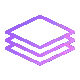 a purple and white icon of a stack of papers on a white background .