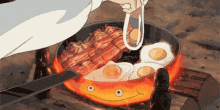 howls moving castle frying egg cooking calcifer