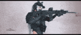a woman holding a gun with the word cosplay on the bottom right corner