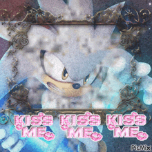 a picture of a silver sonic with the words kiss kiss kiss me