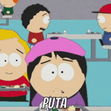a cartoon character with the word puta on her chest